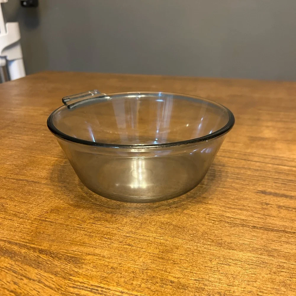 Pyrex Vintage Blue Flameware 835-B Clear Glass Saucepan Bowl